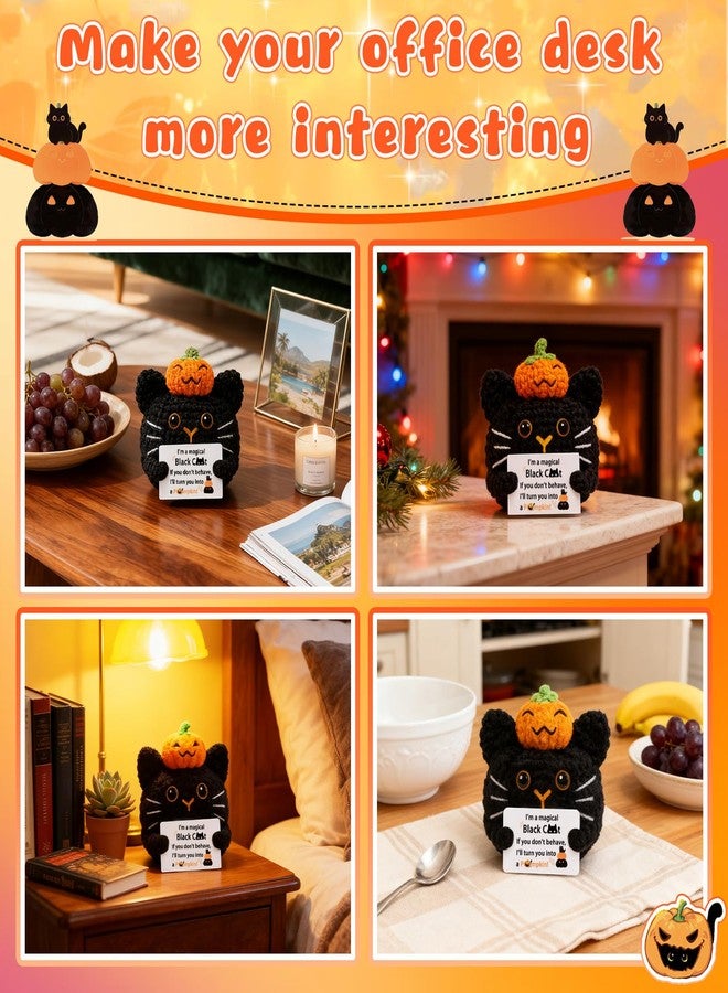 Aisity Cat Stocking Stuffers for Teen Girls Cat Lovers Woman Accessories Funny Catty Decor Stuff Black Cats Gifts for Women Men Teenagers Handmade Crochet Cats Doll Funny Christmas Ideas - Image 2